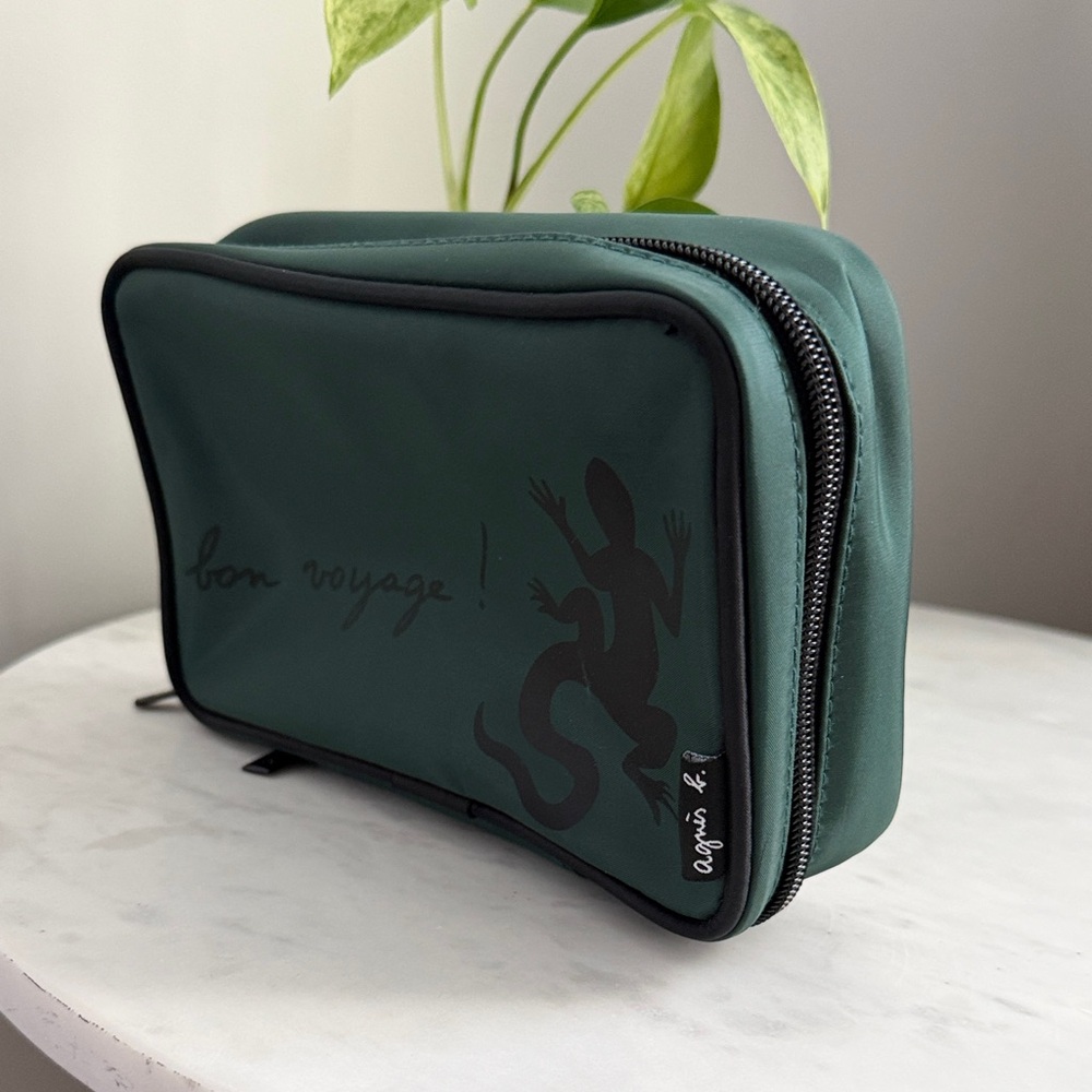 Agnes B. Dark Green Toiletry Bag with Black Details